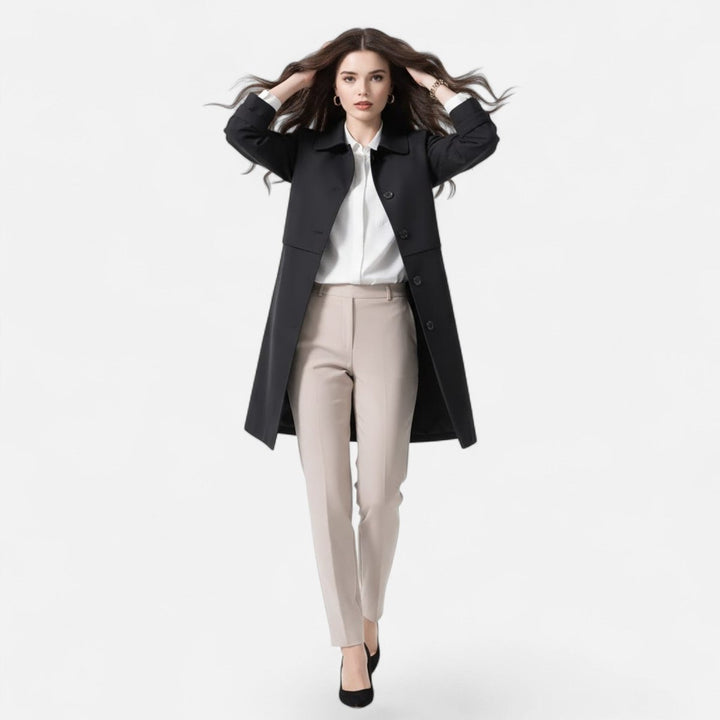 Mia | Women's Mid-Length Wool-Blend Double-Breasted Trench Coat