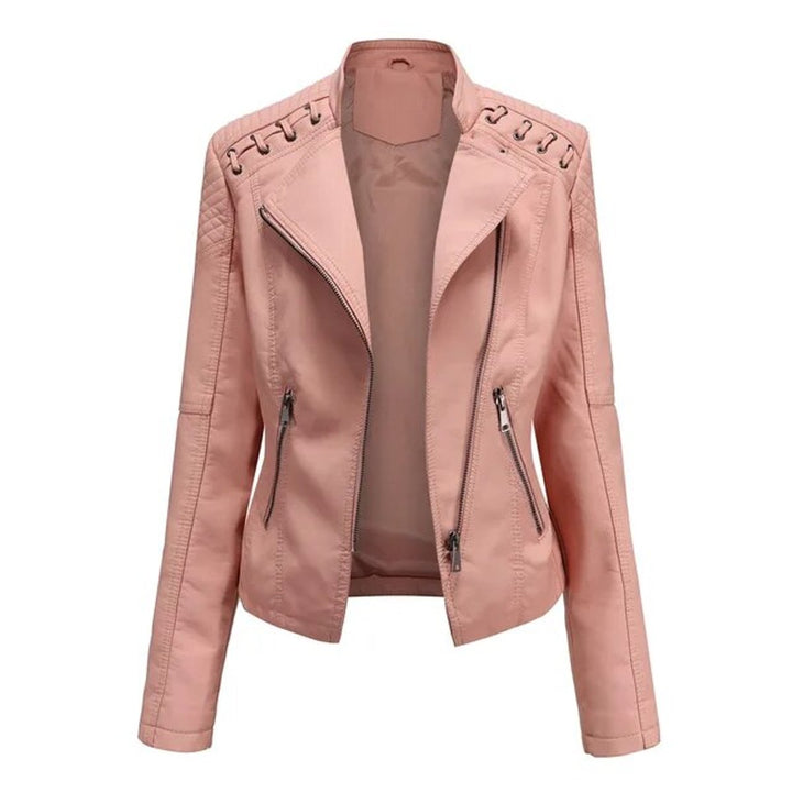 Amelia | Women's Moto-Style Zip-Up Faux Leather Biker Jacket