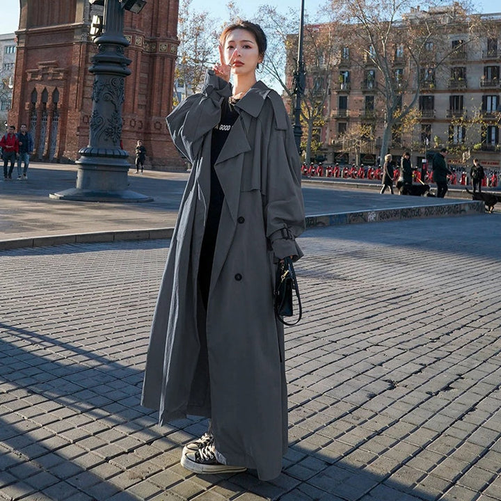Evelyn | Women's Oversized Double-Breasted Long Trench Coat