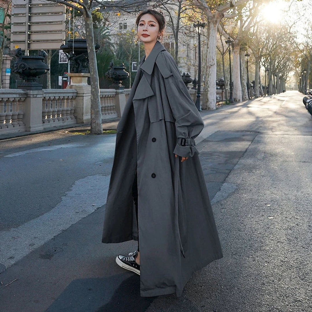 Evelyn | Women's Oversized Double-Breasted Long Trench Coat