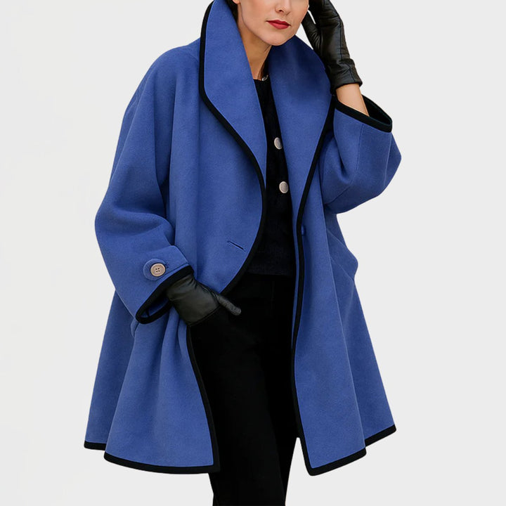 Eleanor | Women's Oversized Wool-Blend Contrast-Trim Coat