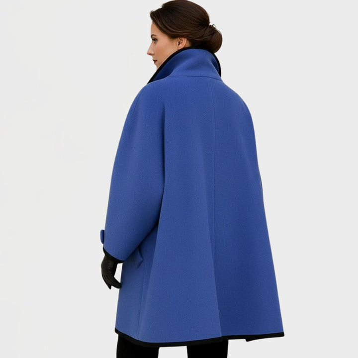 Eleanor | Women's Oversized Wool-Blend Contrast-Trim Coat