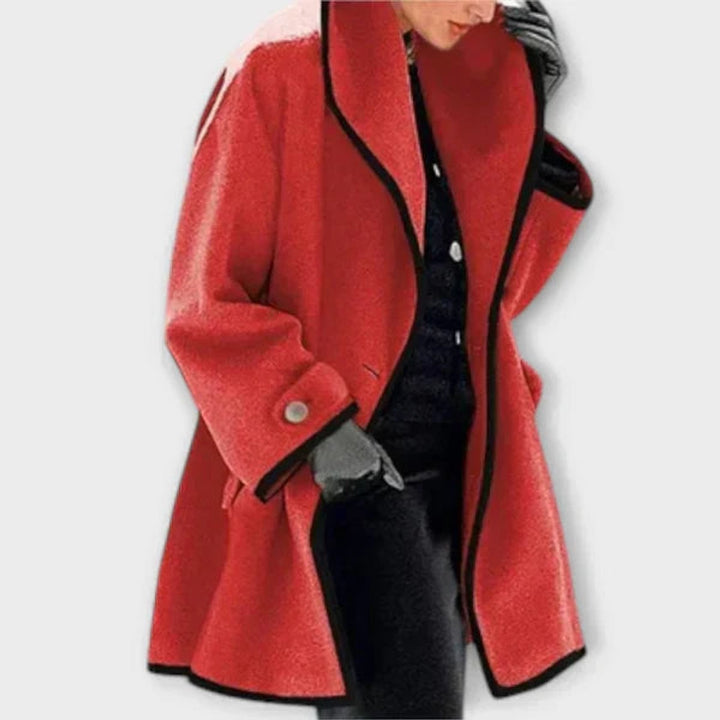 Eleanor | Women's Oversized Wool-Blend Contrast-Trim Coat