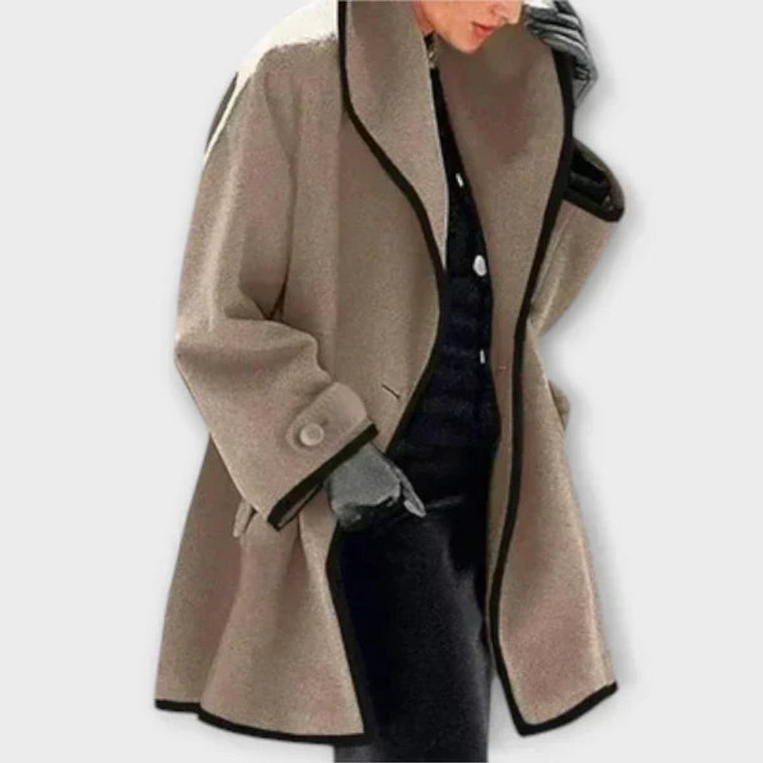 Eleanor | Women's Oversized Wool-Blend Contrast-Trim Coat