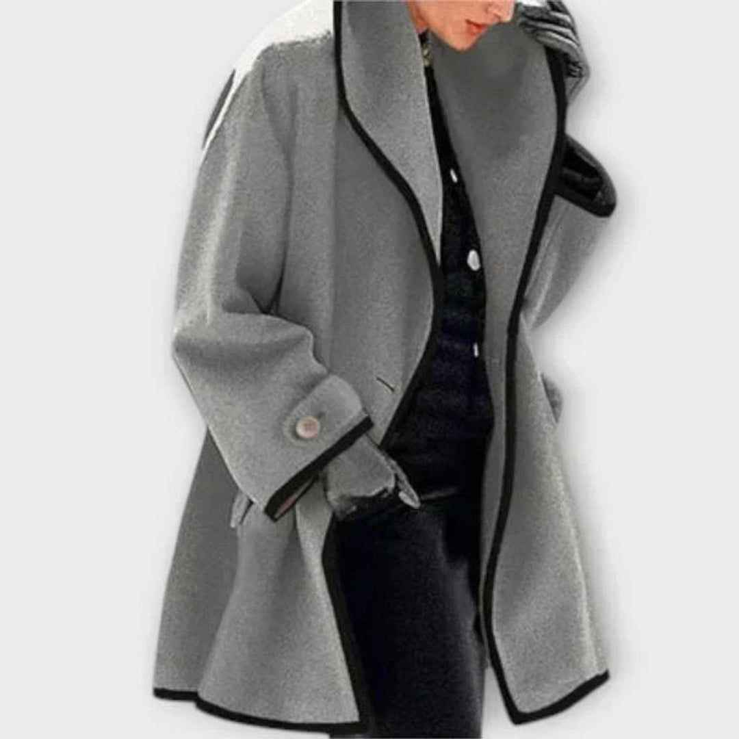Eleanor | Women's Oversized Wool-Blend Contrast-Trim Coat