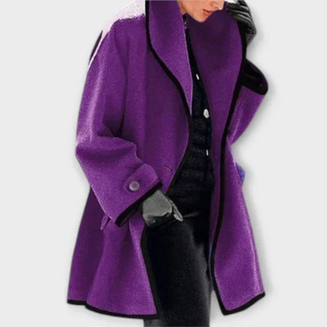 Eleanor | Women's Oversized Wool-Blend Contrast-Trim Coat