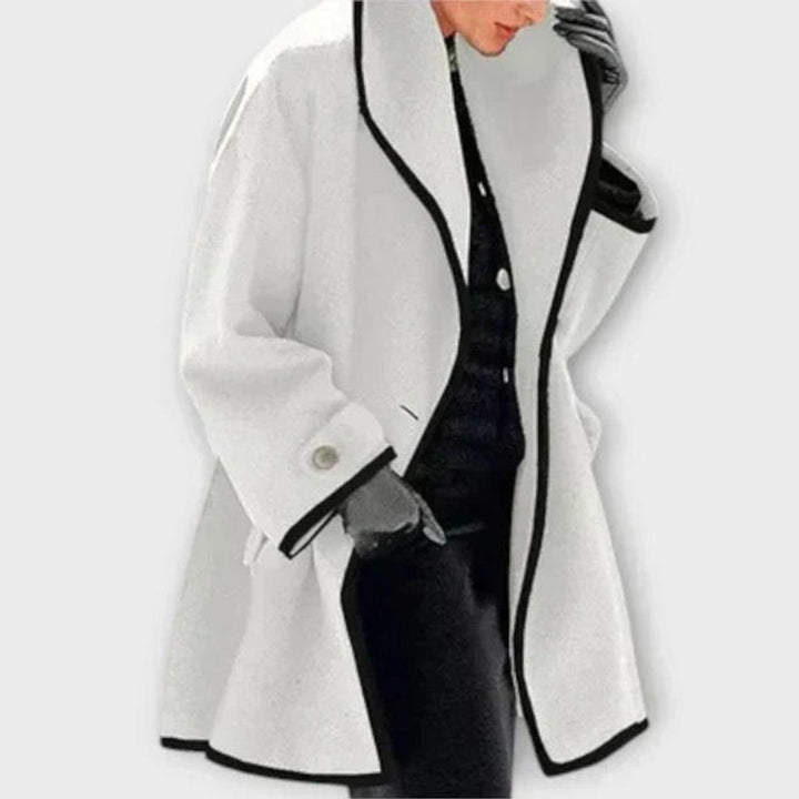 Eleanor | Women's Oversized Wool-Blend Contrast-Trim Coat