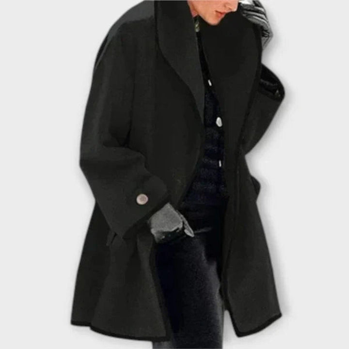 Eleanor | Women's Oversized Wool-Blend Contrast-Trim Coat