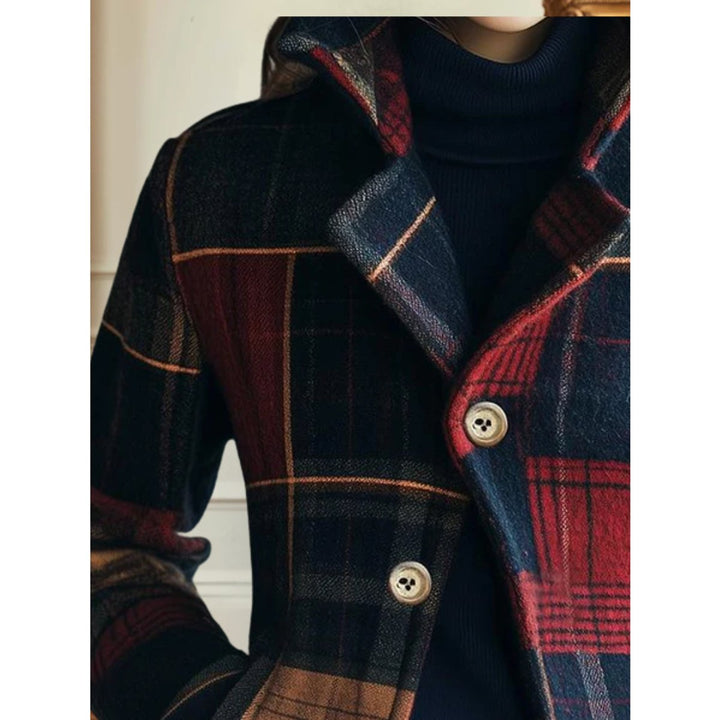 Mia | Women's Plaid Patchwork Single-Breasted Wool-Blend Jacket