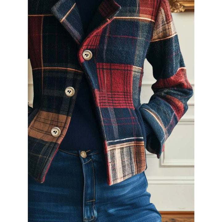 Mia | Women's Plaid Patchwork Single-Breasted Wool-Blend Jacket
