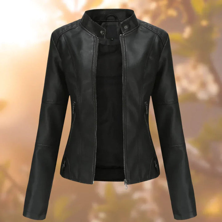 Eleanor | Women's Slim-Fit Zip-Up Moto Faux Leather Jacket