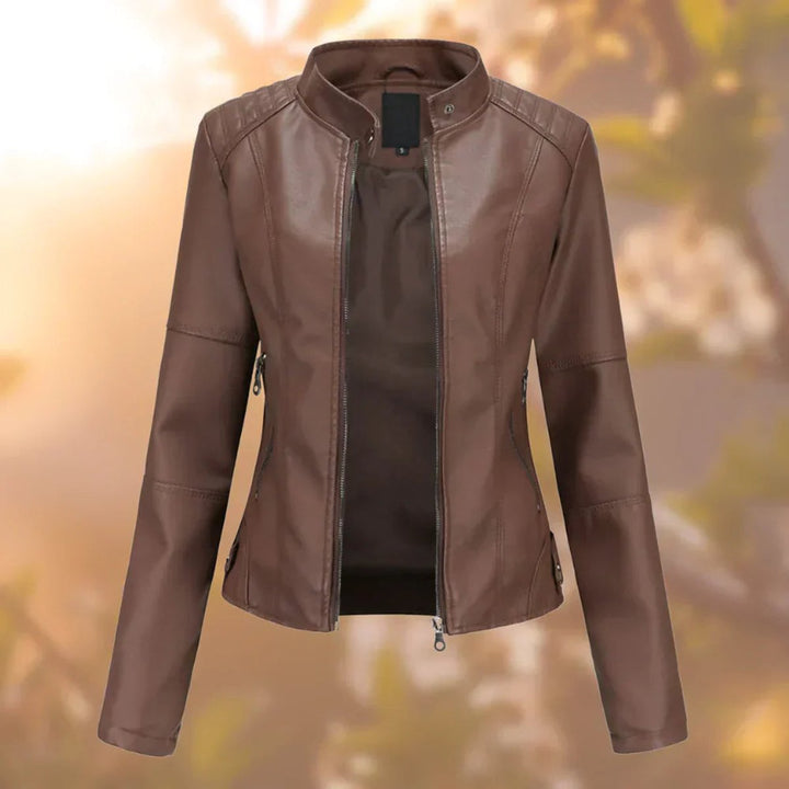 Eleanor | Women's Slim-Fit Zip-Up Moto Faux Leather Jacket