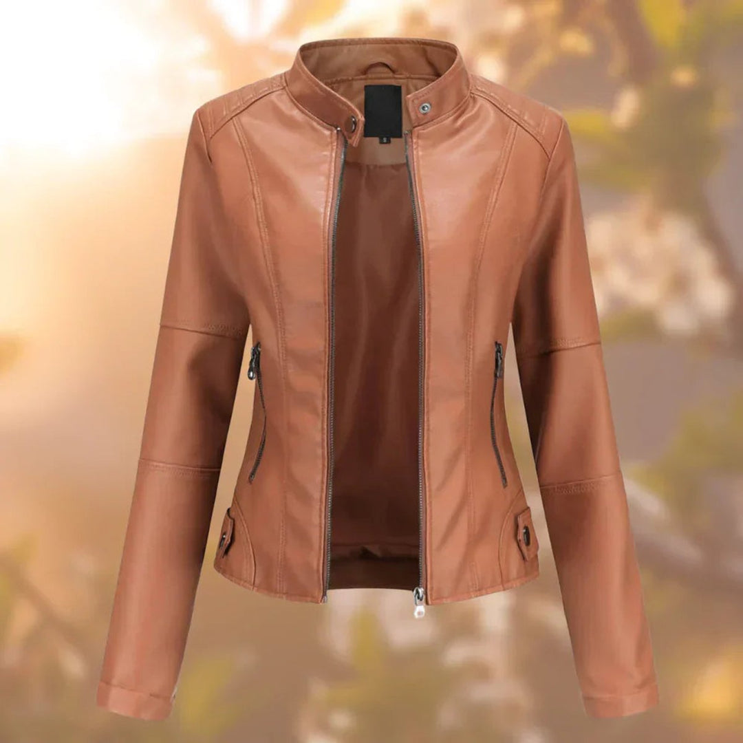 Eleanor | Women's Slim-Fit Zip-Up Moto Faux Leather Jacket