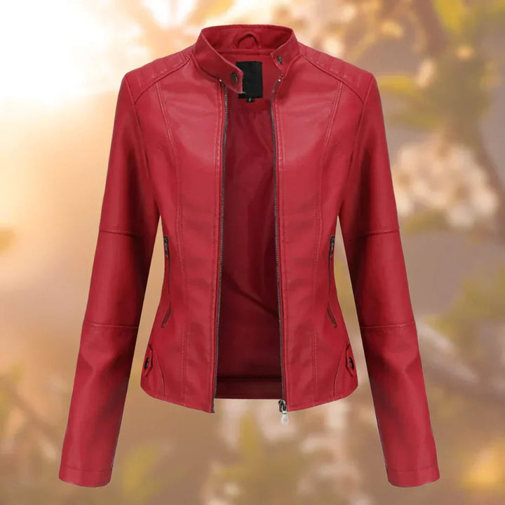 Eleanor | Women's Slim-Fit Zip-Up Moto Faux Leather Jacket