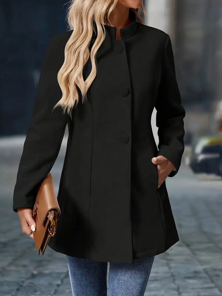 Layla | Women's Stand-Collar Button-Front Longline Blazer Coat