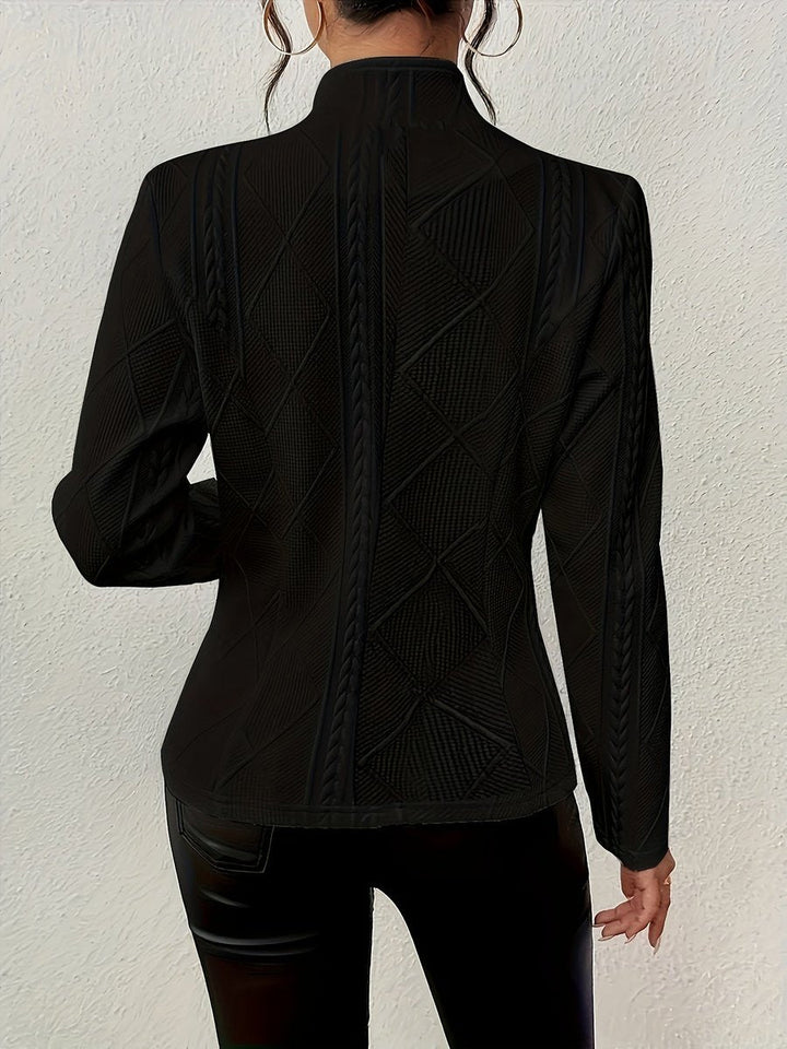 Isabella | Women's Textured Cable-Knit Open-Front Quilted Jacket
