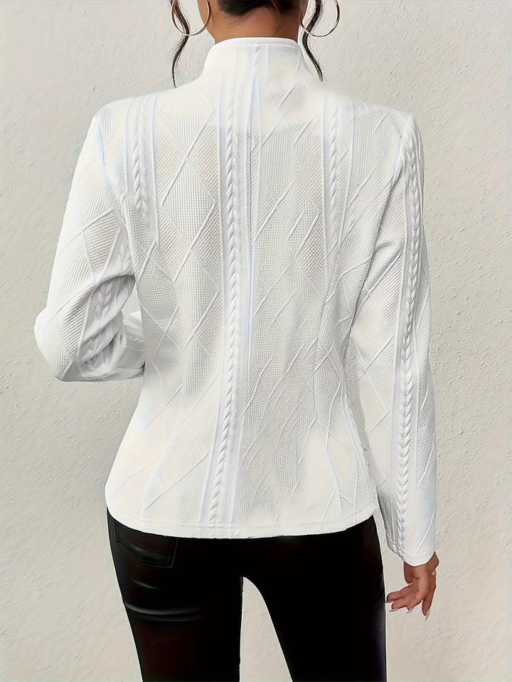 Isabella | Women's Textured Cable-Knit Open-Front Quilted Jacket