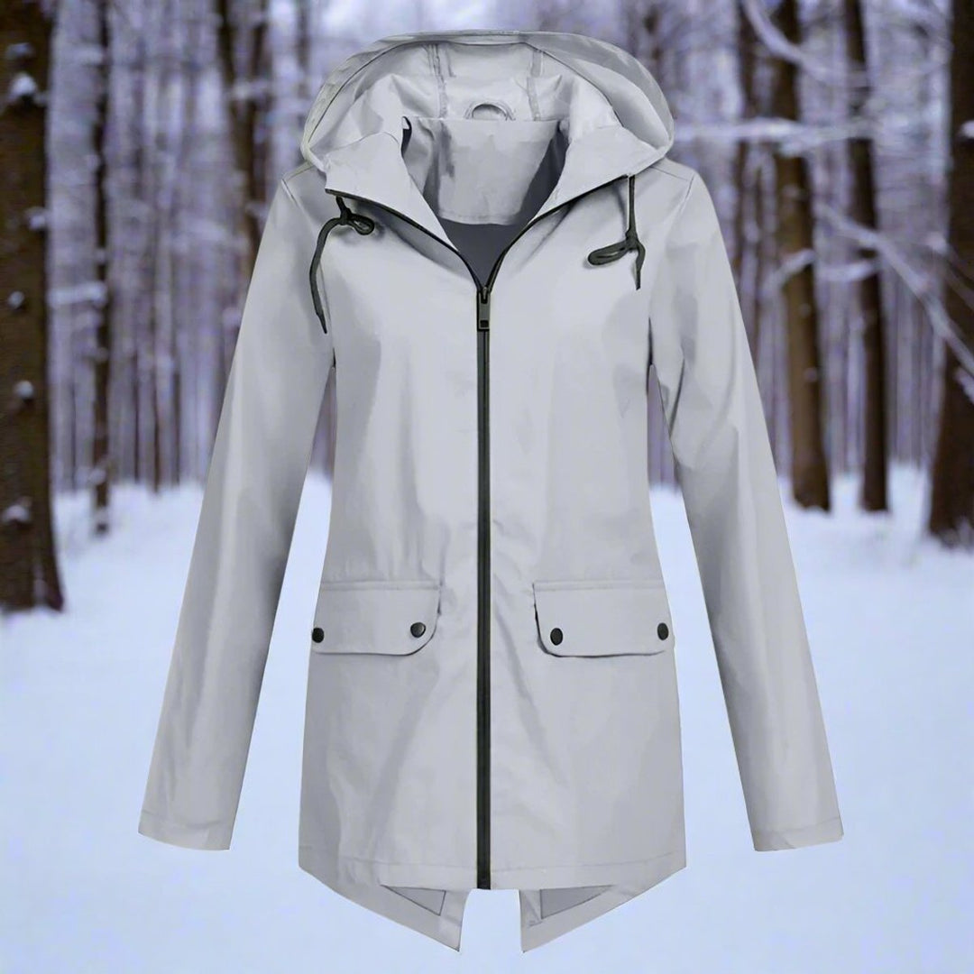Layla | Women's Waterproof Hooded Rain Jacket Zip-Up Longline