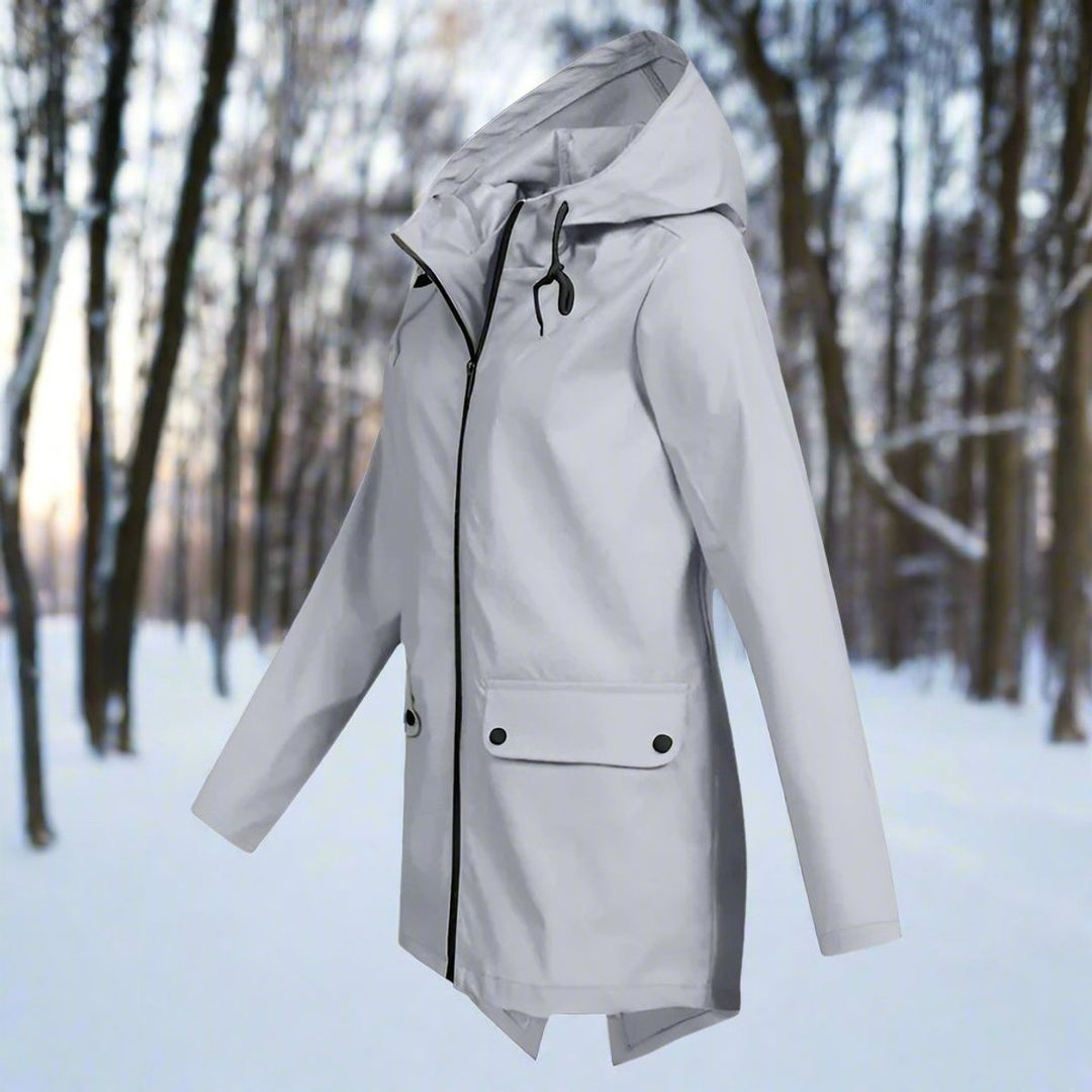 Layla | Women's Waterproof Hooded Rain Jacket Zip-Up Longline